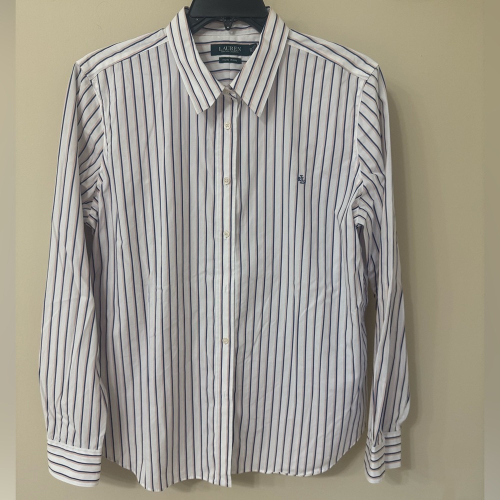 Ralph Lauren White and Navy Striped Shirt